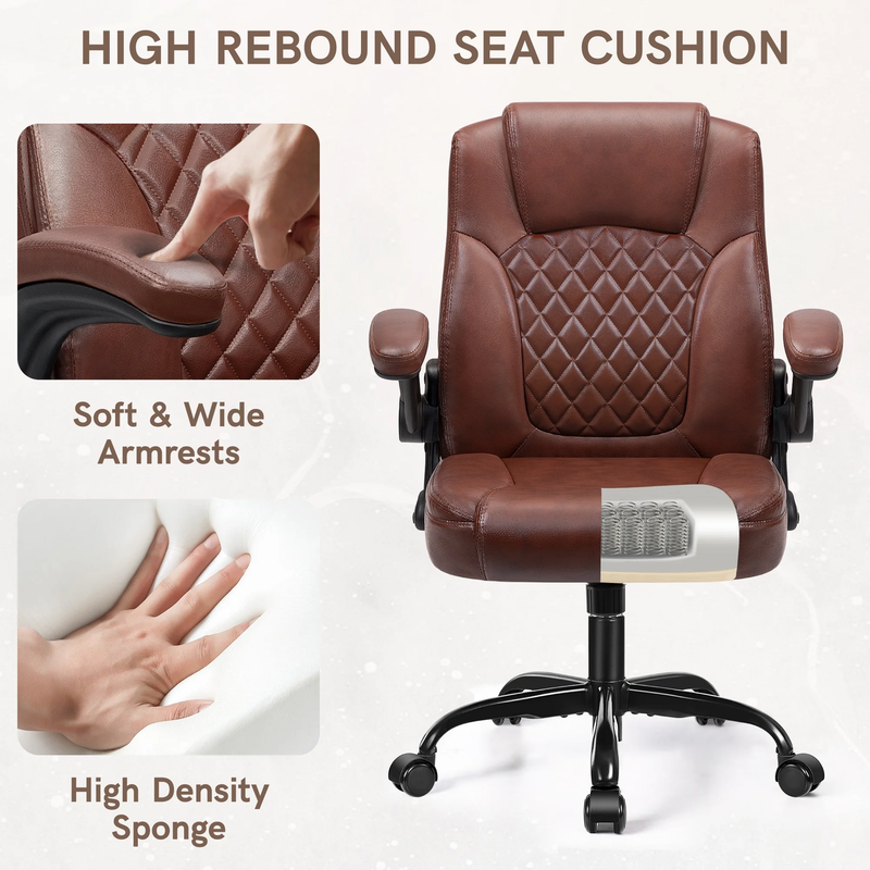 Executive Leather Office Chair High Back Big Tall Dark Brown3