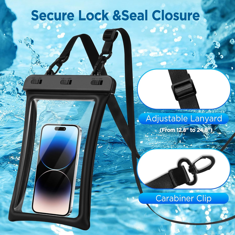 Floatable Phone Pouch 2 Pack Waterproof IPX8 Travel Beach Bag5