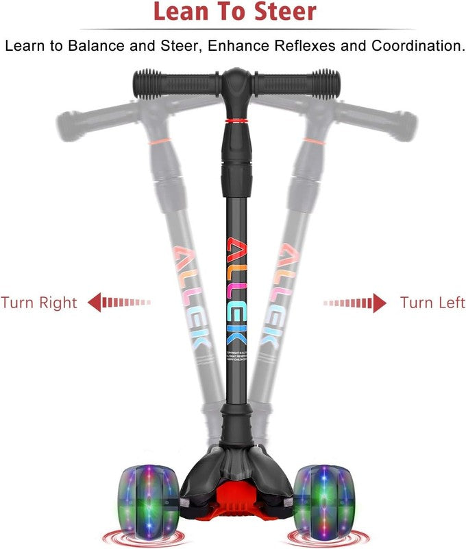 Kick Scooter B02 Lean 'N Glide Wide PU Light Up Wheels 4 Heights Black3