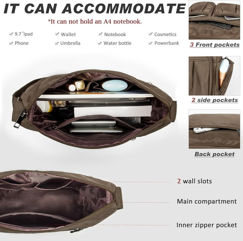 Women Crossbody Bag Waterproof Nylon Lightweight Shoulder Travel Handbag Purse4