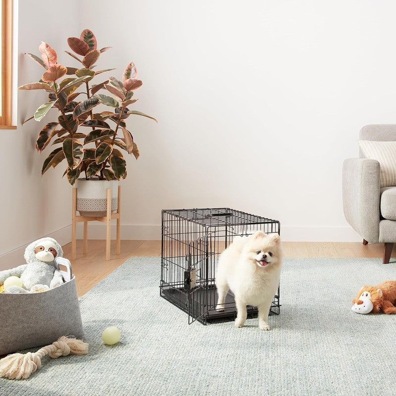 Foldable Metal Wire Dog Crate w/ Tray Divider 22x13x16 Travel Black4