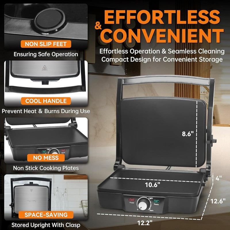 Panini Press Electric Grill 4-Slice Sandwich Maker Nonstick Stainless Steel3