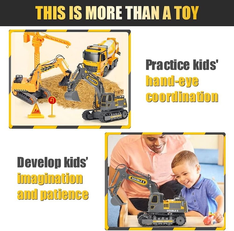 Remote Control Excavator Toy Gray Hydraulic RC Construction Vehicle for Kids5