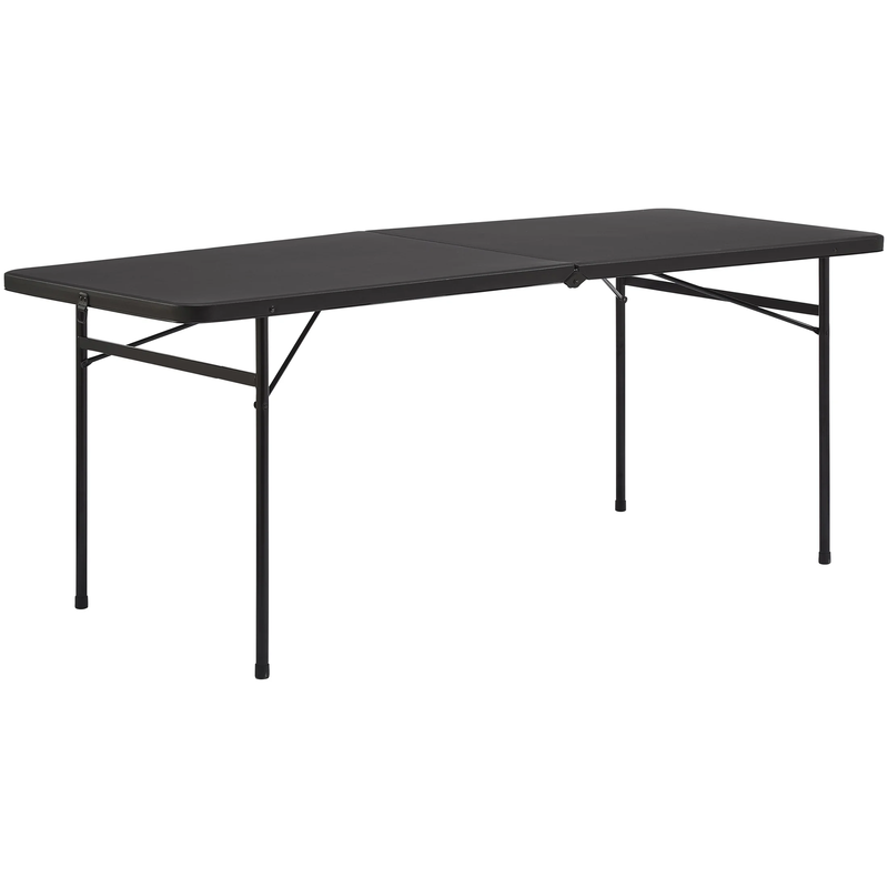6 Foot Bi-Fold Plastic Folding Table, Black0