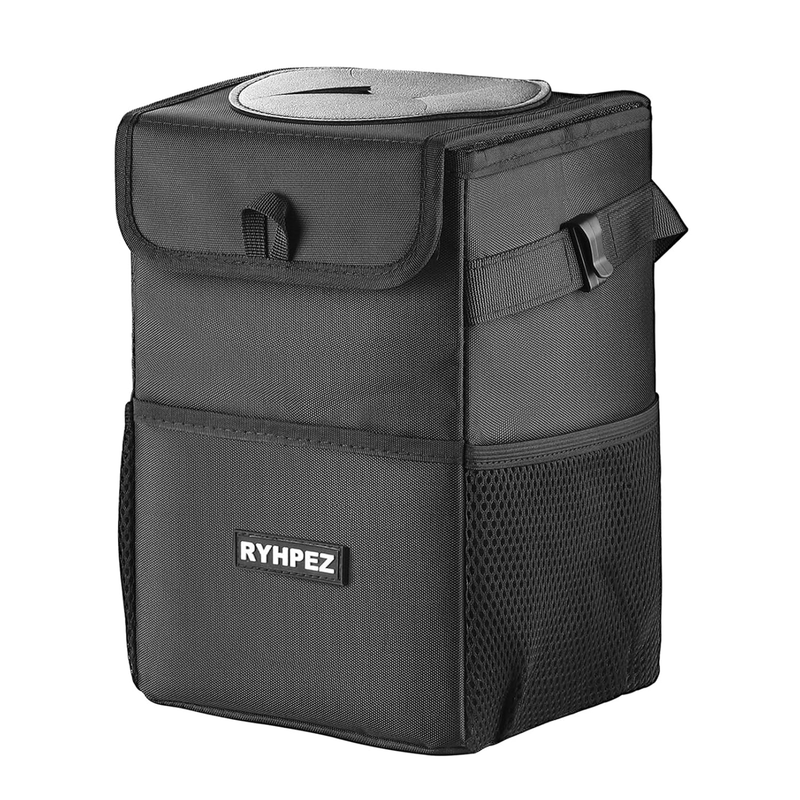 Car Trash Can w/ Lid Leakproof Collapsible Garbage Bin Organizer Road Trip7