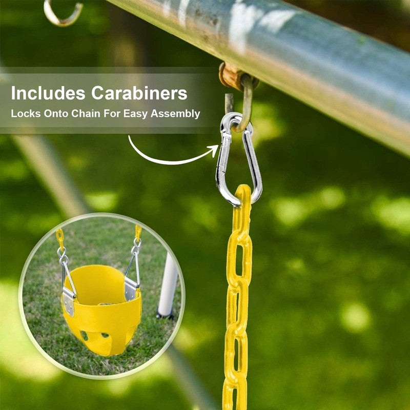Baby Swing High Back Toddler Bucket Seat w/ Coated Chains & Carabiners, Yellow5