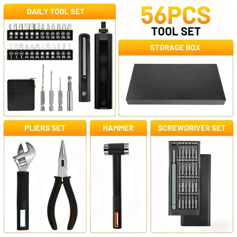 56-Piece Home Repair Tool Kit Precision Screwdriver Set Household Tools4
