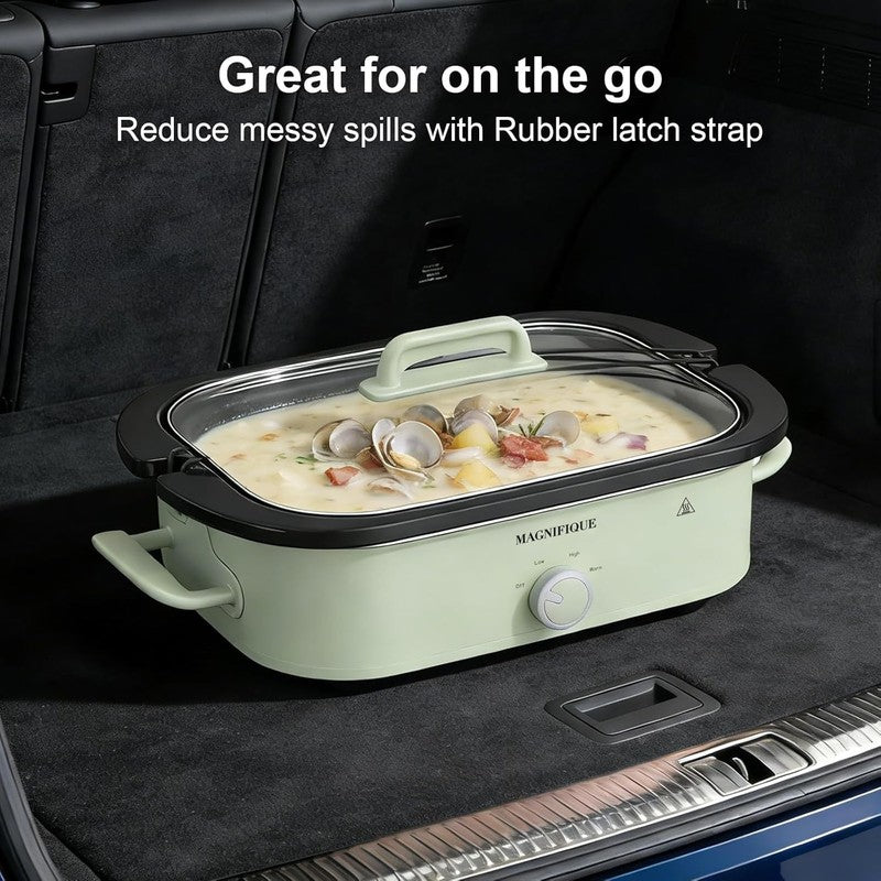 4QT Slow Cooker w/ Nonstick Dish Adjustable Temp Glass Lid Sage4