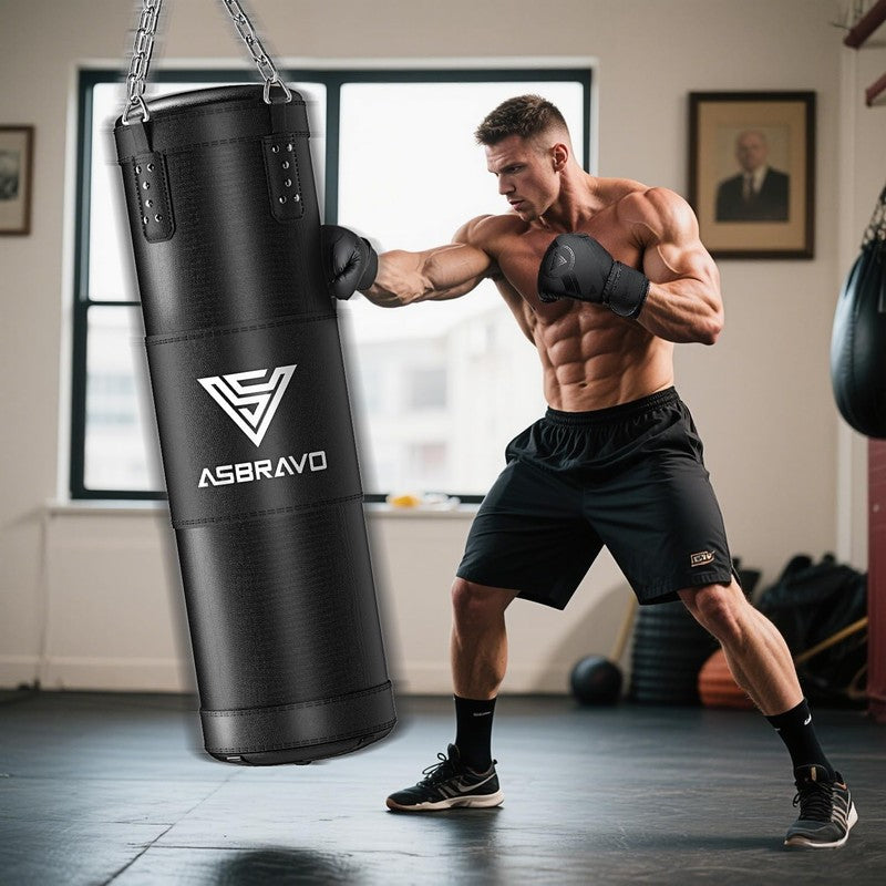 4Ft Heavy Punching Bag Set w 12oz Gloves MMA Kickboxing Karate Unfilled6