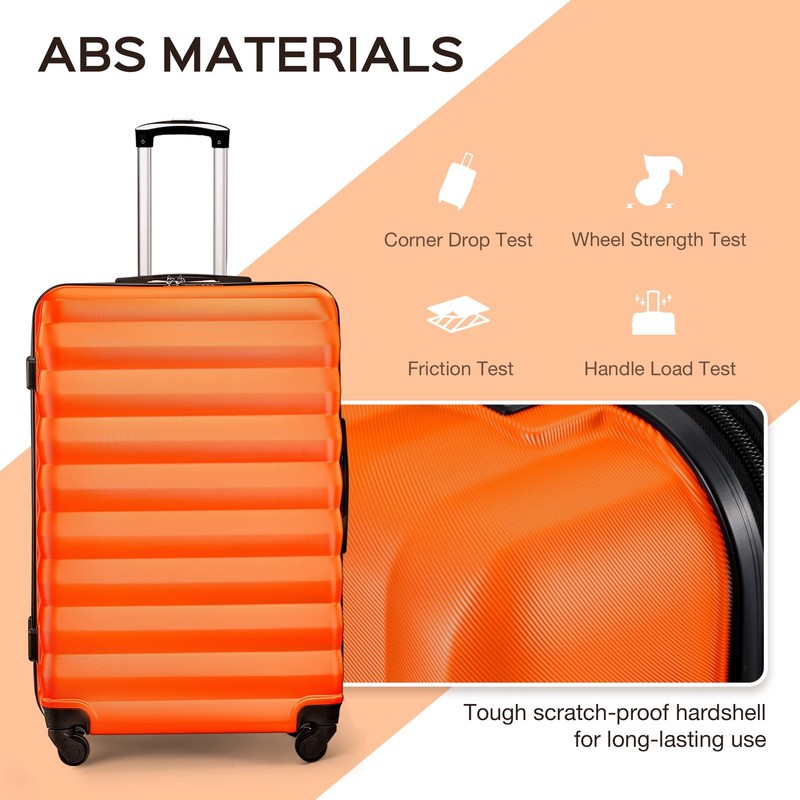 10 Piece Luggage Set Hardside Spinner Suitcase 28 24 20 Inch Backpack Orange6