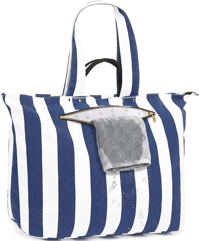 Beach Tote Bag Waterproof Sandproof Large Canvas Travel Pool Bag0
