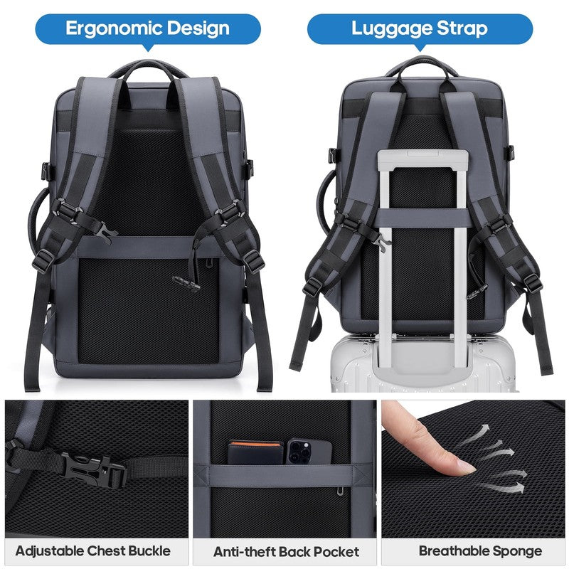 40L Travel Backpack USB Charging Expandable Business Water Resistant Men6