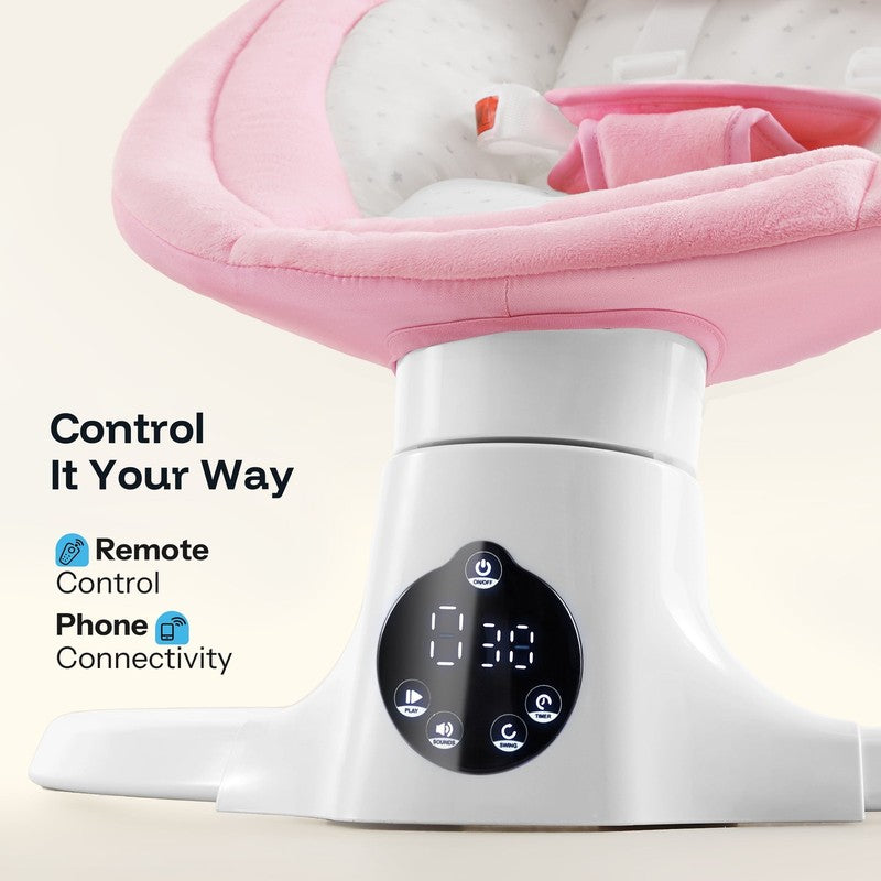 Baby Swing for Girl with Remote Control, 5 Sway Speed, 10 Lullabies, Pink1