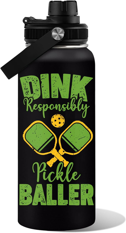 32oz Pickleball Insulated Water Bottle Stainless Steel Tumbler Proof Hot Cold10