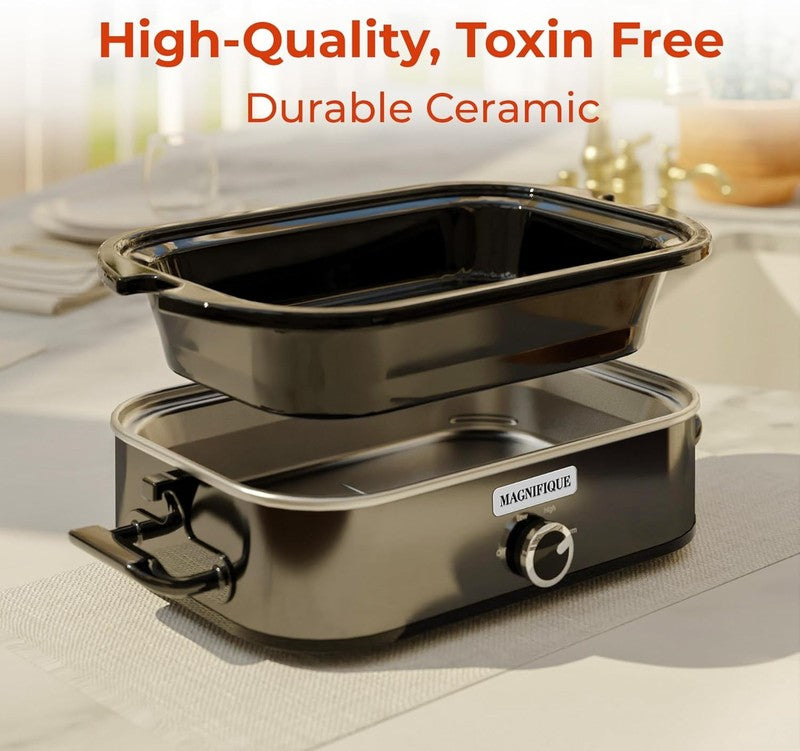 4QT Slow Cooker w/ Ceramic Nonstick Dish Temp Control Glass Lid3