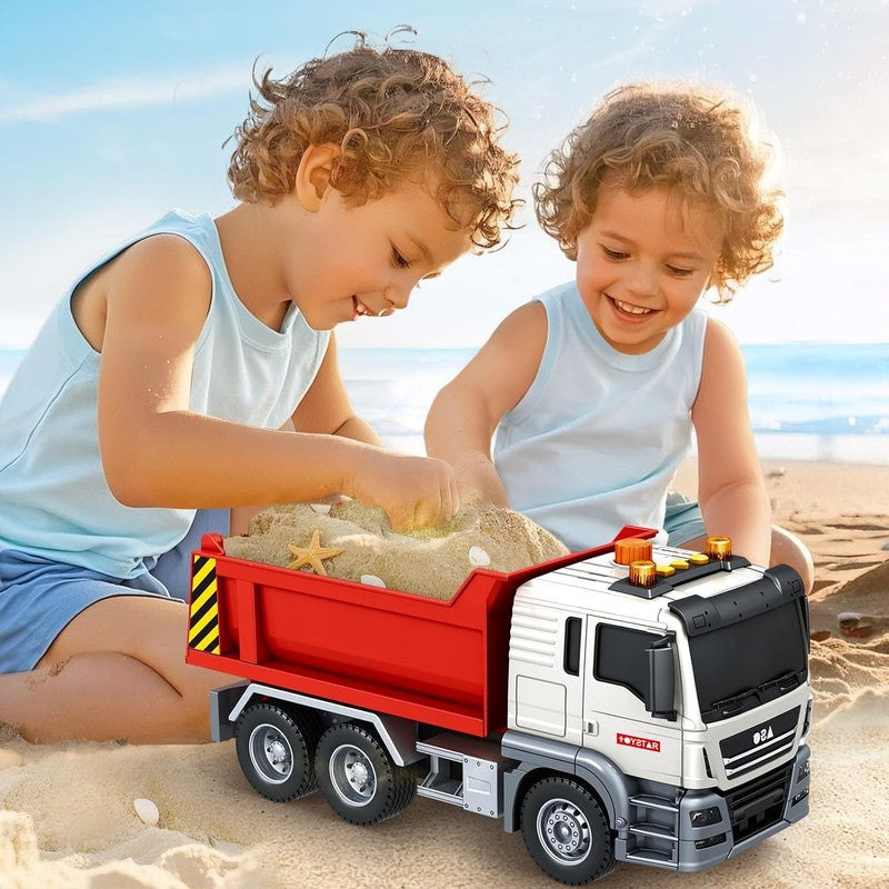 Dump Truck Toy with Sound and Light Red Construction Vehicle for Kids Ages 3 7 B4