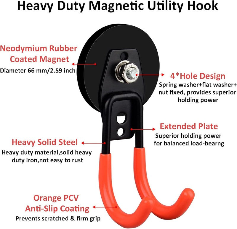 4 Pack Heavy Duty Magnetic Hooks Strong J Hooks for Garage & Tools6