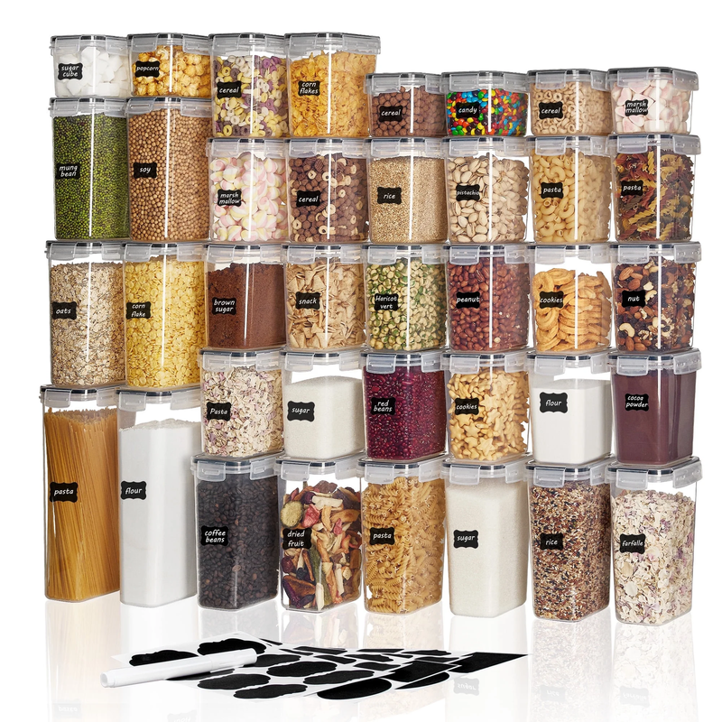 Airtight Food Storage Containers Set, 38Pcs Plastic Kitchen and Pantry Organizat8