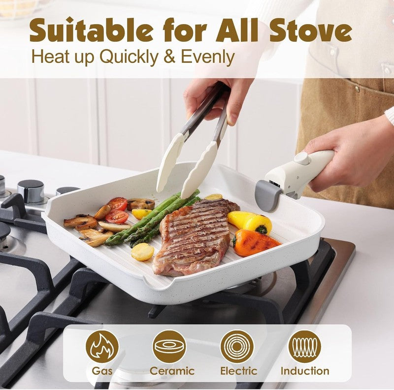 17 Piece Pots and Pans Set, Nonstick Detachable Handle Cookware Set, Induction K5