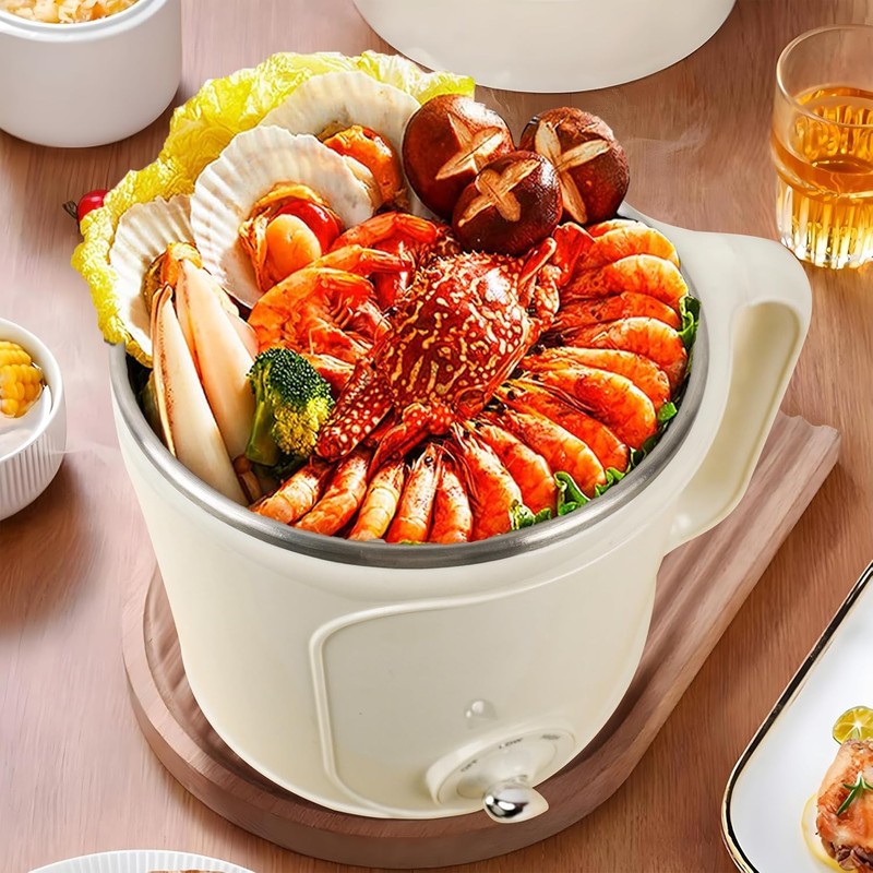 2.0L Electric Hot Pot Steamer Stainless Steel Ramen Cooker Dorm Office Travel1