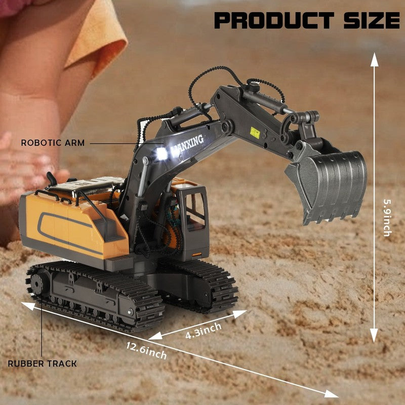 Remote Control Excavator Toys, 680° Rotation Hydraulic Car Toys with Metal Shove4