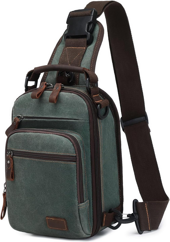 Nerlion Sling Bag Men Waxed Crossbody Chest Bag Water Resistant Shoulder Bag9