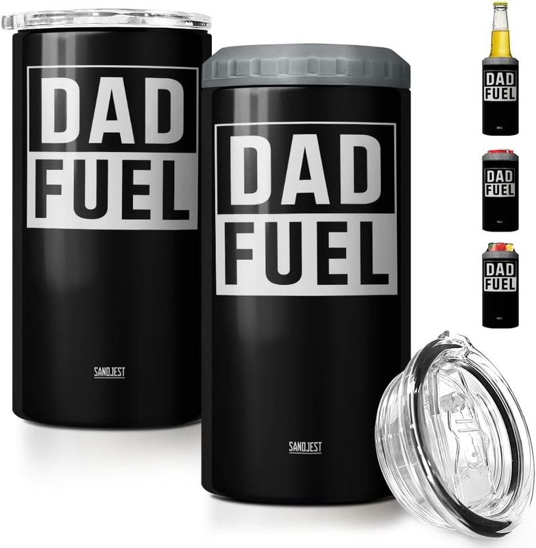 12oz Dad Fuel Can Cooler 4-in-1 Stainless Steel Insulated Tumbler Gift Dad11