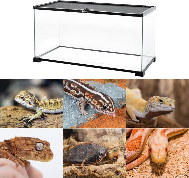 15 Gal Glass Reptile Tank 24"x12"x12" Medium Terrarium w/ Top Vent Gecko Snake1