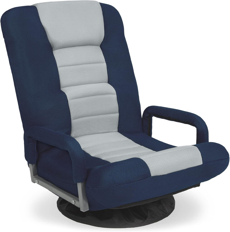 Gaming Floor Rocker Chair 360° Swivel, Lumbar Support, Blue/Gray10