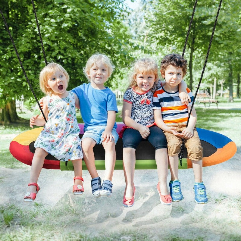 60" Saucer Tree Swing, Adjustable Outdoor Kids Giant Oval Platform, Colorful2