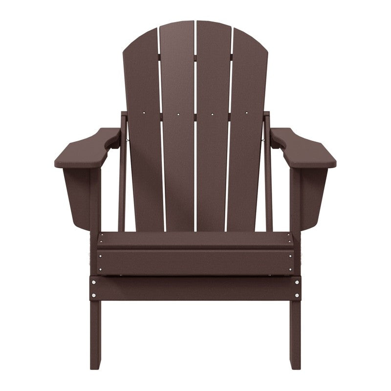 Malibu Outdoor Folding HDPE Adirondack Deck Chair - Patio & Outdoor Lounge, Weat4