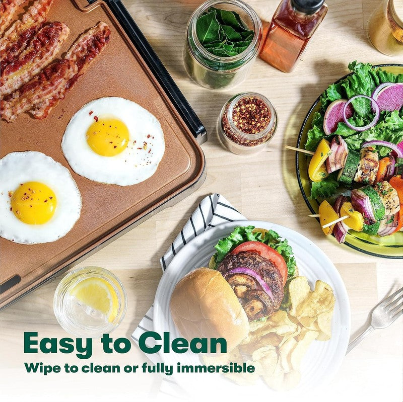 XL Electric Ceramic Titanium Griddle, Make 15 Eggs at Once, Healthy-Eco Non-Stic4