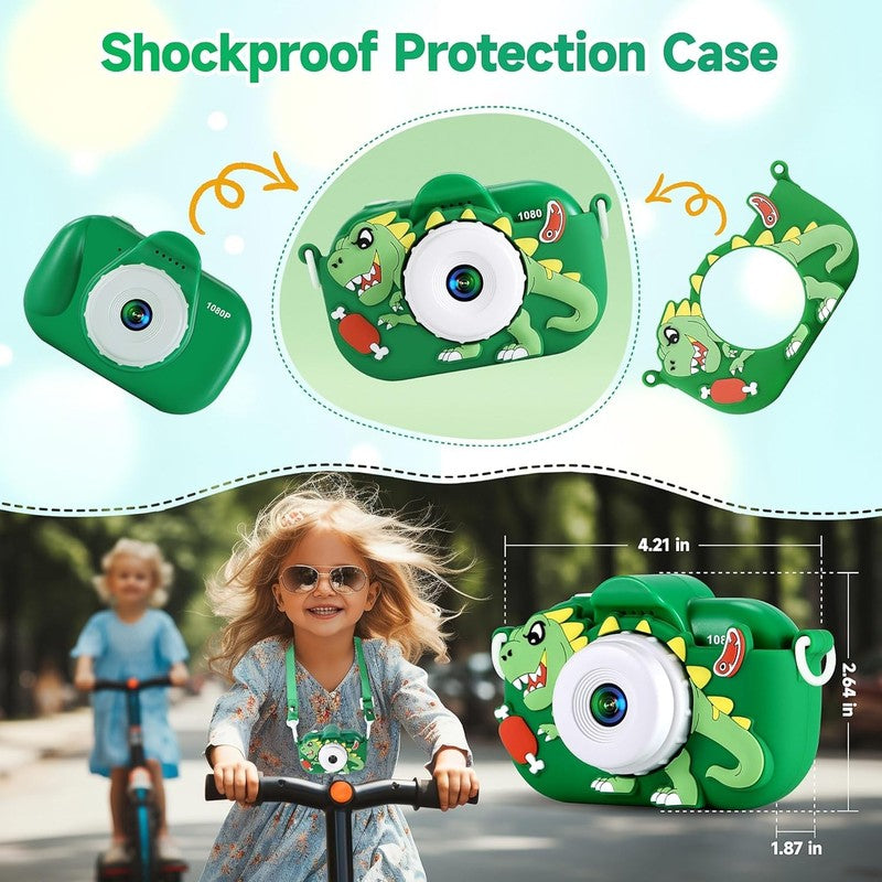 48MP Kids Camera Dual Lens 1080P HD Selfie Toy Camera Boys 3-9 w/ 32GB SD5