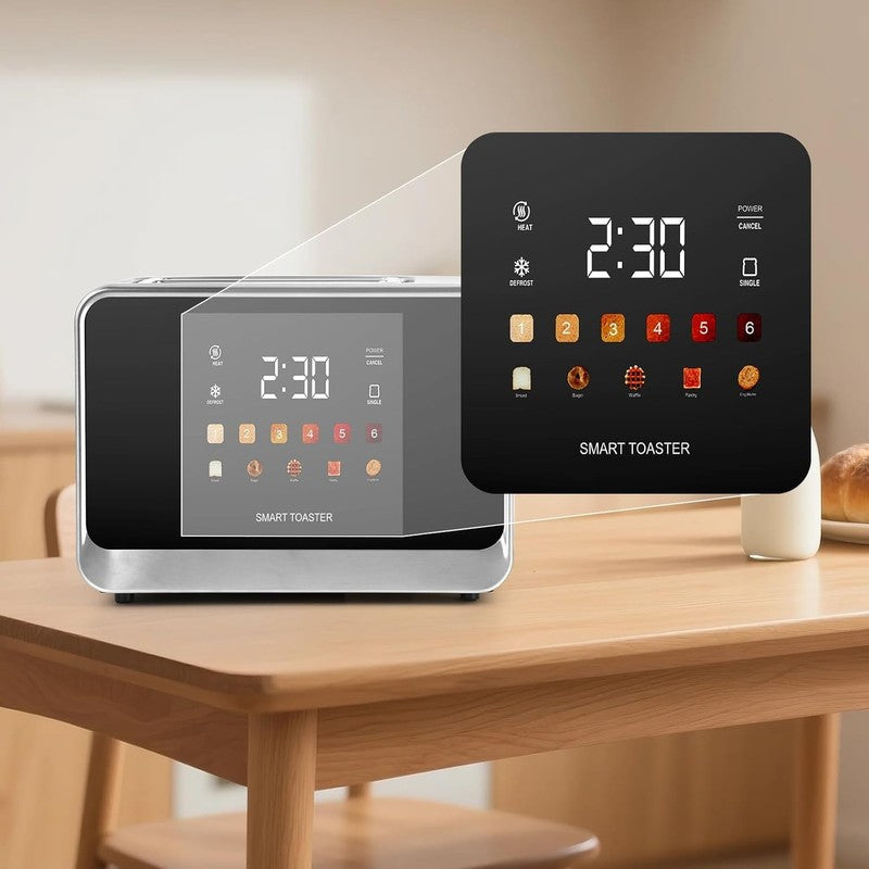 2-Slice Touch Screen Toaster Stainless Steel 6 Bread Types 6 Shade Settings LCD3