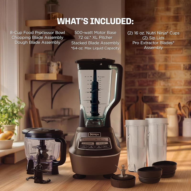 Ninja BL770 Kitchen System 1500W Blender Food Processor Set Black7