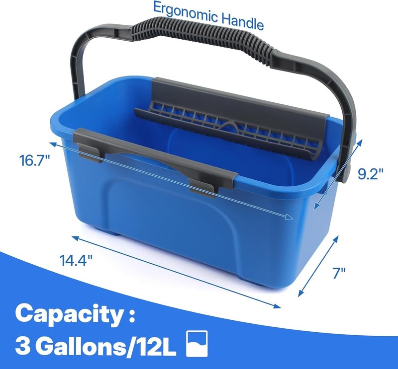 Pro Window Cleaning Kit 3 Gal Bucket 14" Squeegee 15" Scrubber 61" Handle2