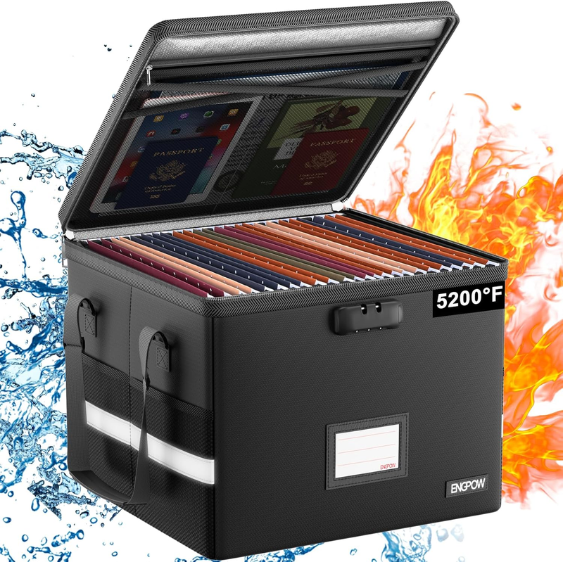 Fireproof Document Box with Lock - Portable File Organizer for Home & Office0