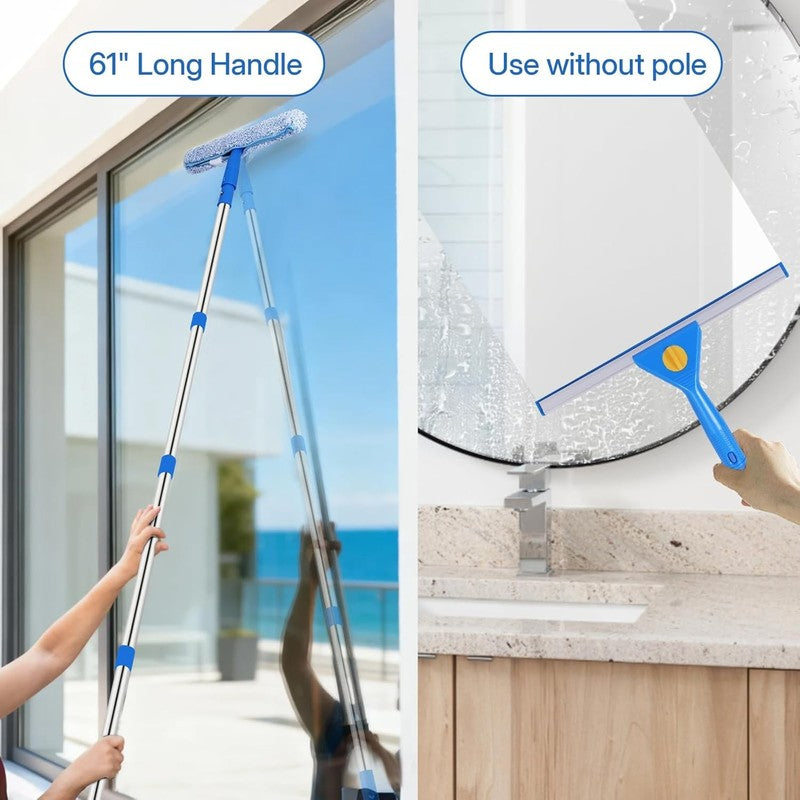 Pro Window Cleaning Kit 3 Gal Bucket 14" Squeegee 15" Scrubber 61" Handle4