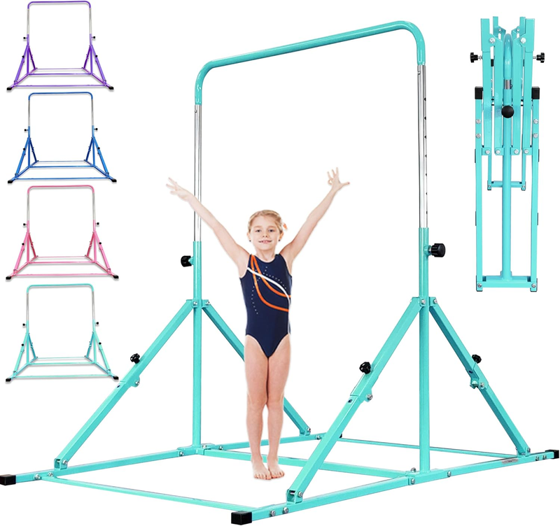 Foldable Kids Gymnastic Bar 3 12 Adjustable 9 Heights 200lb w/ Mat7