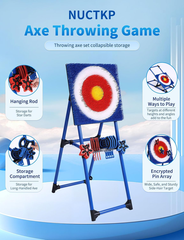 Axe Throwing Game for Backyard Indoor Outdoor w/ 8 Axes 8 Star Darts1