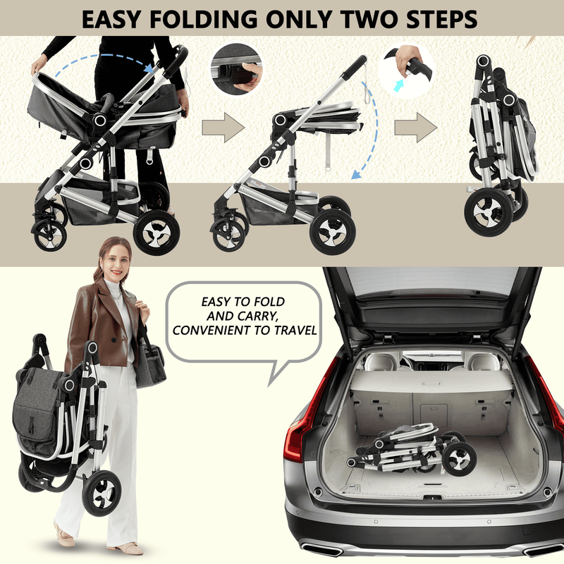 3-In-1 Convertible Baby Stroller with Big Seat and Adjustable Canopy, 24 Pound, 2