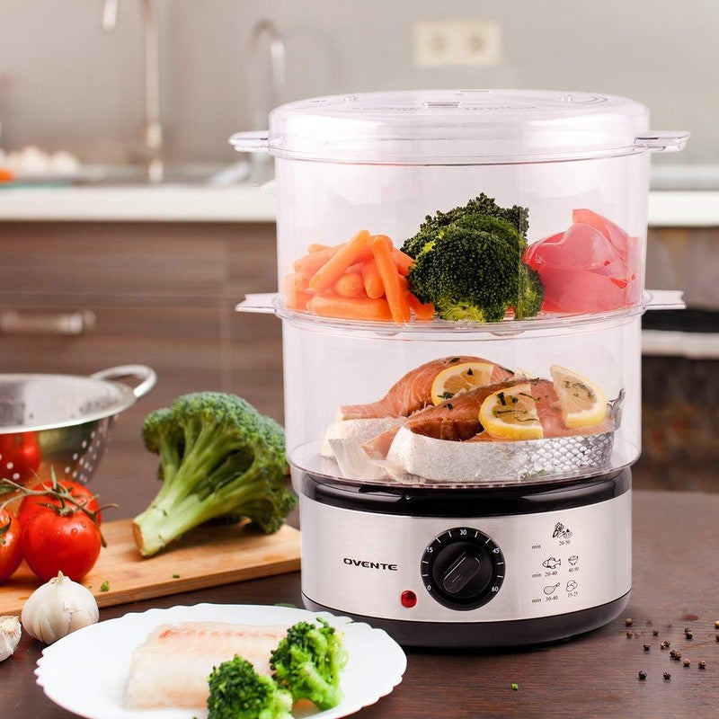 5QT 2 Tier Electric Food Steamer 400W Auto Shutoff Timer FS62S6