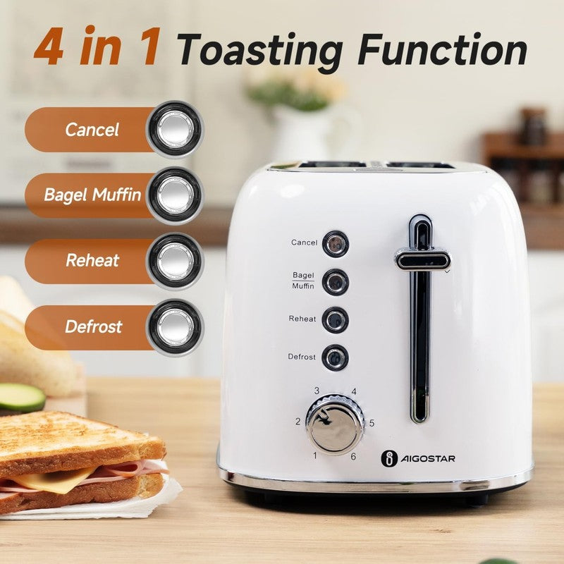 Retro 2 Slice Toaster - Stainless Steel, Wide Slots, Bagel, Crumb Tray1