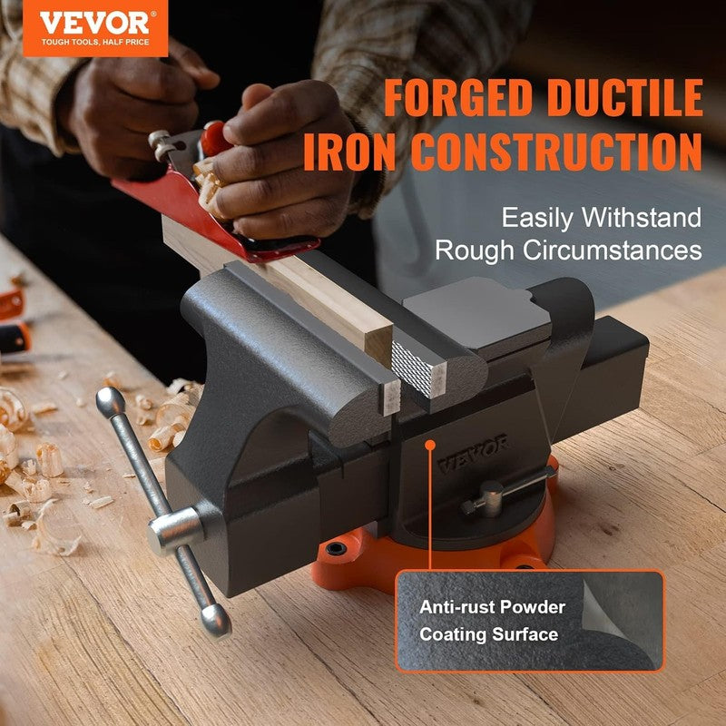 Bench Vise, 6 Inch Jaw Width 5.9 Inch Jaw Opening, 360 Degree Swivel Locking Bas1