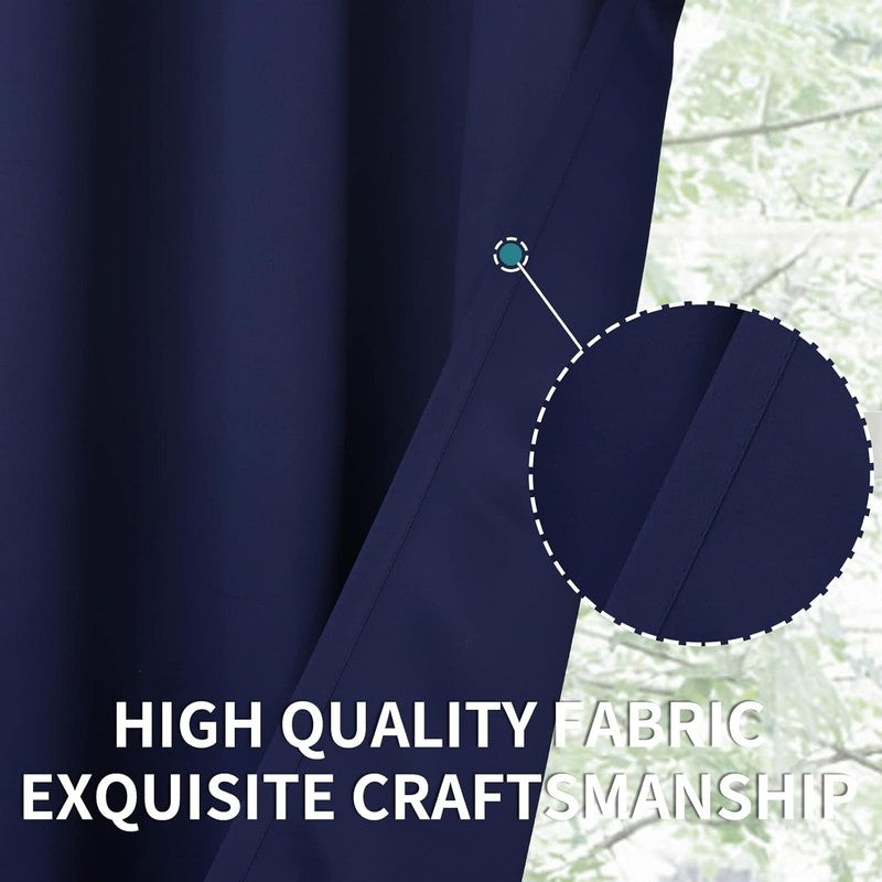 Navy Blue Blackout Curtains 63" - Thermal Insulated Grommet Drapes, Set of 26