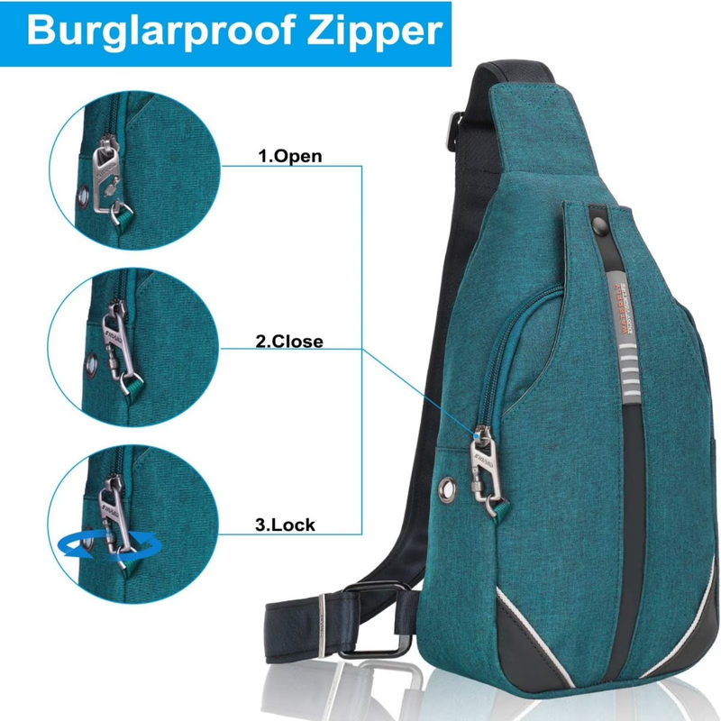 Unisex anti Theft Travel Hiking Walking Sling Cross Body Shoulder Chest Bag,Teal3