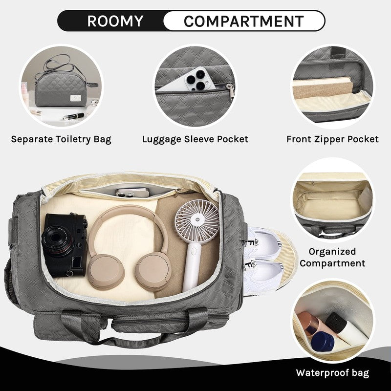 2-Piece Expandable Foldable Duffle Bag Set with Wet Pocket and Shoe Compartment,4