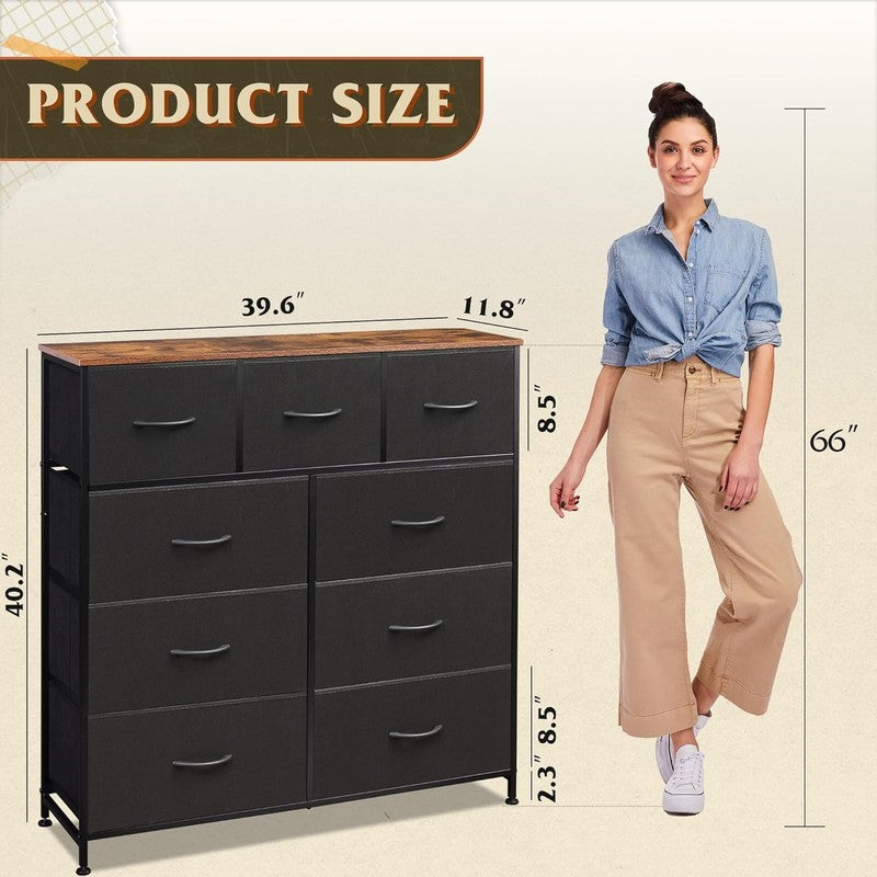 9 Drawer Dresser, Fabric Storage Tower for Bedroom, Hallway, Closet, Tall Chest 3
