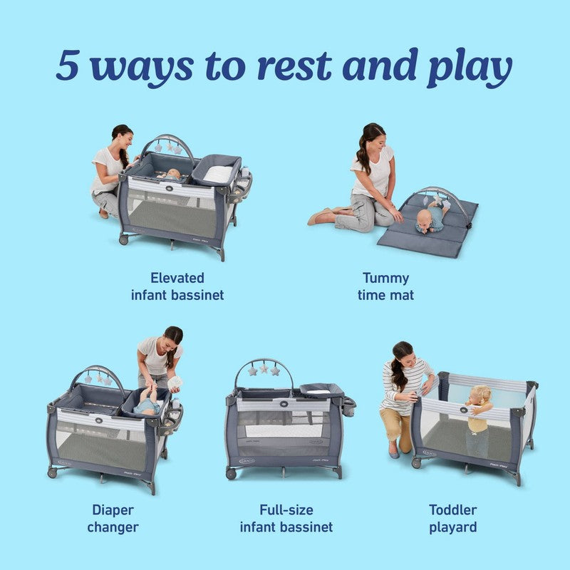 Pack N Play Portable Playard Anywhere Dreamer Baby Playpen Blue1