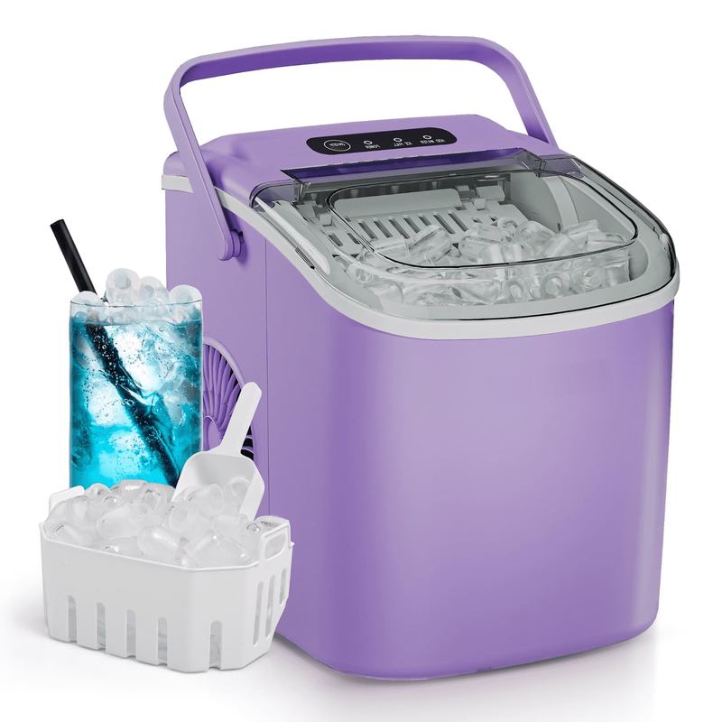 Countertop Ice Maker One Button 9 Bullet Ice in 6Min Auto Cleaning 26Lbs/24H10